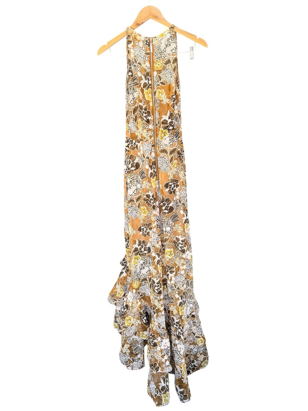 Bronx and Banco Sicilia floral Ruffle Dress in brown gold white Multi S - Picture 4 of 11